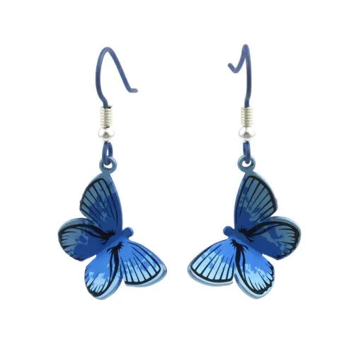 Large Sky Blue Butterfly Drop & Dangle Earrings